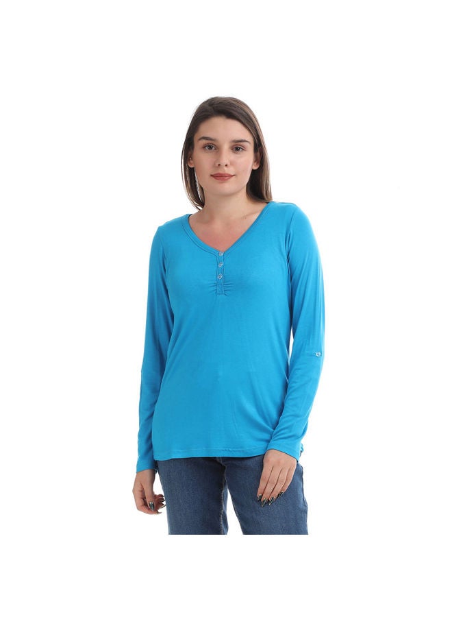 ESLA Long-sleeved Plain Top Blue - Image 1