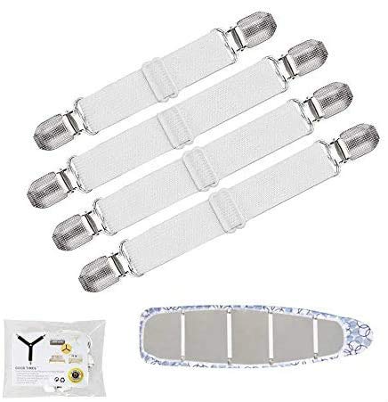 Goodtimes Ironing Board Cover Clips, Adjustable Ironing Board Pad Braces Fasteners Mini Suspenders - Keep Cover Flat and Secure Tention Clips - Image 1