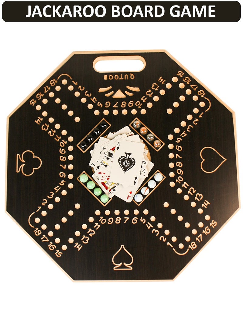 QUTOOB jackaroo wooden board game for 4 players | 38×38×1.8 cm | Cards & Stones Included | | Fun And Exciting Game For Family, Friends, Adults, Youth & Kids | Portable & Premium Quality Jackaroo Board Game - Image 3