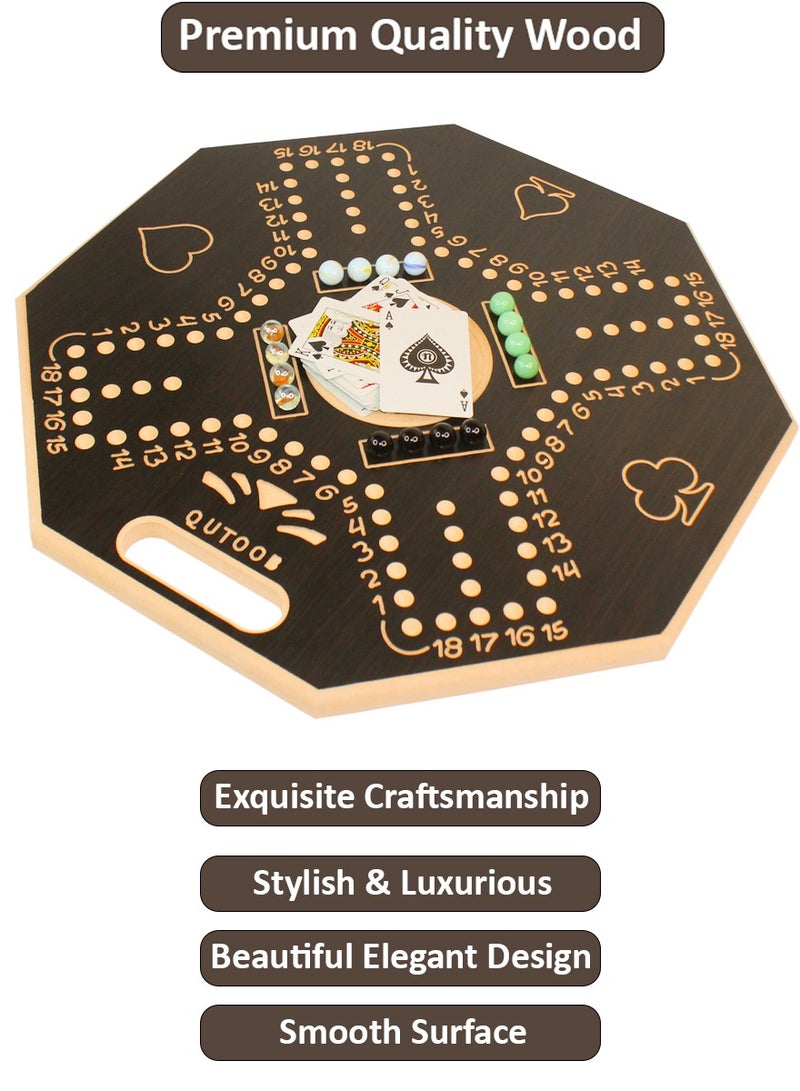 QUTOOB jackaroo wooden board game for 4 players | 38×38×1.8 cm | Cards & Stones Included | | Fun And Exciting Game For Family, Friends, Adults, Youth & Kids | Portable & Premium Quality Jackaroo Board Game - Image 4