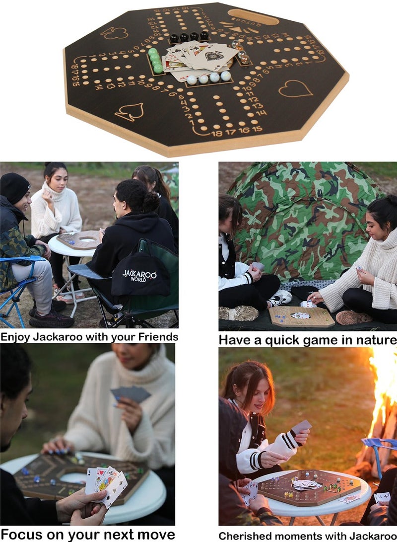 QUTOOB jackaroo wooden board game for 4 players | 38×38×1.8 cm | Cards & Stones Included | | Fun And Exciting Game For Family, Friends, Adults, Youth & Kids | Portable & Premium Quality Jackaroo Board Game - Image 2