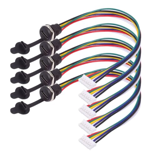xiwai 5pcs DIY OEM Type C Female Socket to 6Pin Header 24AWG Pitch20mm Panel Mount DC 5V20V PD Power Cable - Image 1