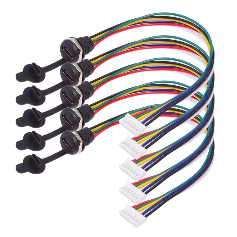 xiwai 5pcs DIY OEM Type C Female Socket to 6Pin Header 24AWG Pitch20mm Panel Mount DC 5V20V PD Power Cable - Image 2