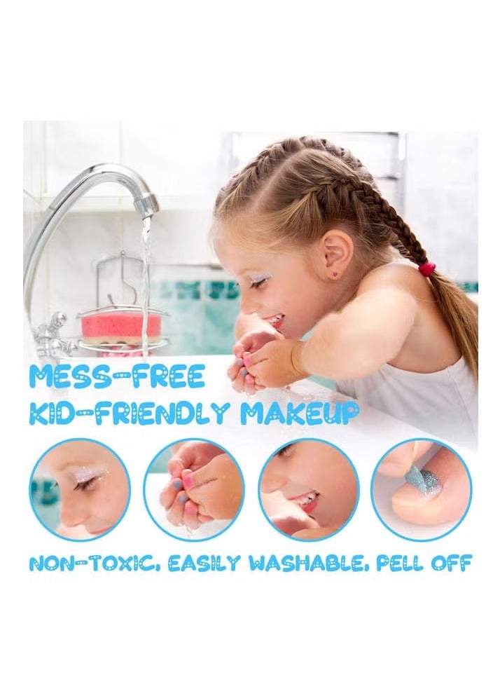 Girls' Pretend Play Makeup Set | Complete Cosmetics Toys with Eyeshadow, Nail Polish, Crown & Handbag - Perfect Gift for Kids - Image 2