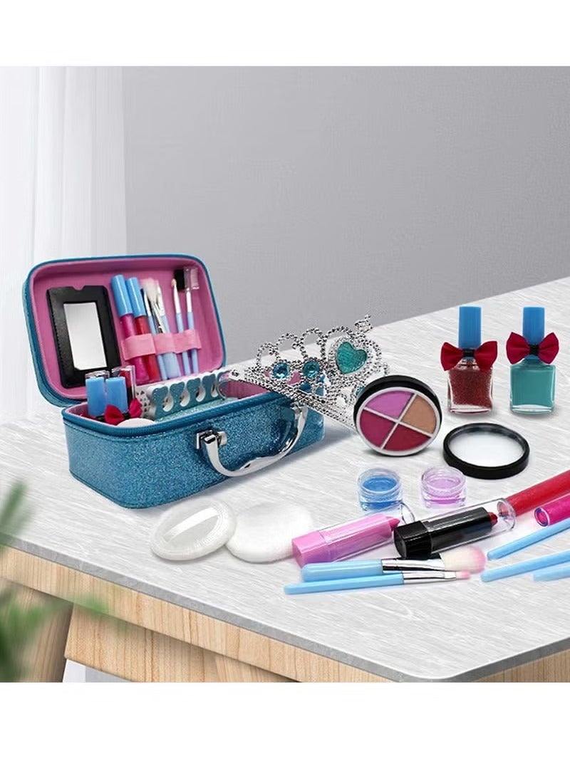 Girls' Pretend Play Makeup Set | Complete Cosmetics Toys with Eyeshadow, Nail Polish, Crown & Handbag - Perfect Gift for Kids - Image 3