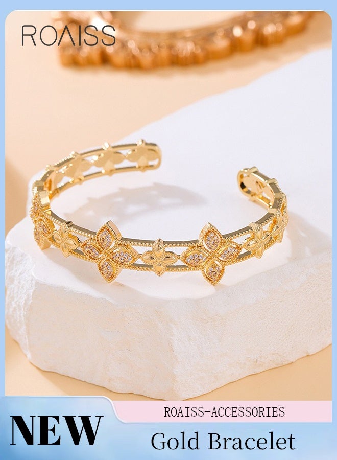 رويس سوار ذهبي بسيط للنساء، سوار عصري مزين بأحجار الراين، مناسب للارتداء اليومي، يمكن ارتداؤه مع ساعة اليد، إكسسوارات الموضة - Image 1