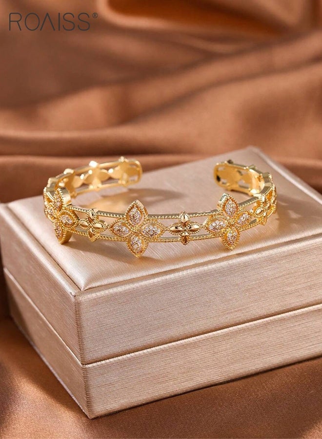 رويس سوار ذهبي بسيط للنساء، سوار عصري مزين بأحجار الراين، مناسب للارتداء اليومي، يمكن ارتداؤه مع ساعة اليد، إكسسوارات الموضة - Image 3