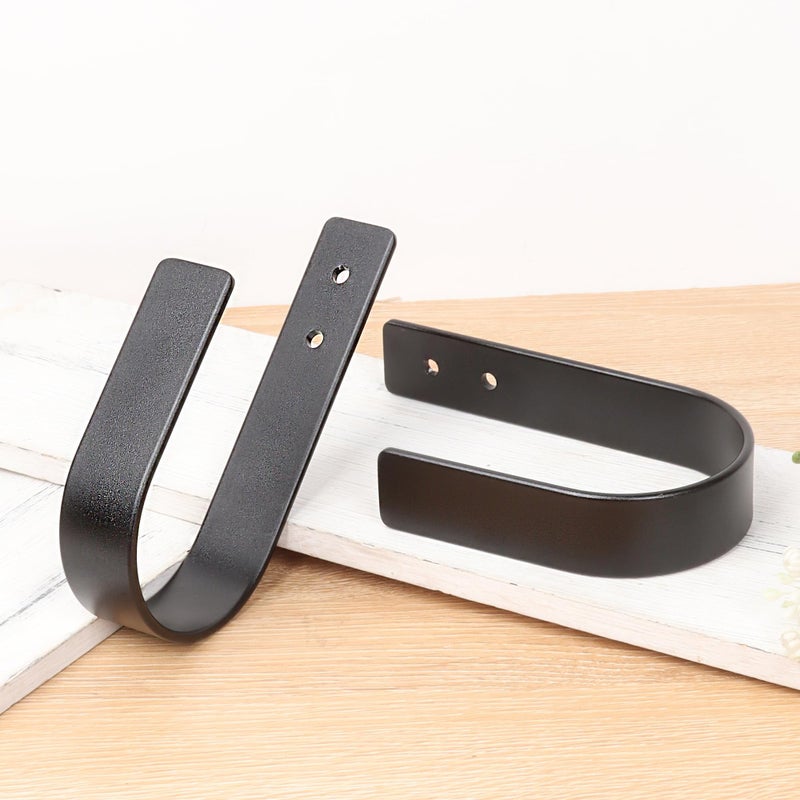 Groleca 2 Pack Modern Curtain Holdbacks - Solid Aluminum U Shaped Wall Mount Curtain Hooks - Tiebacks for Curtains (2, Black) - Image 5