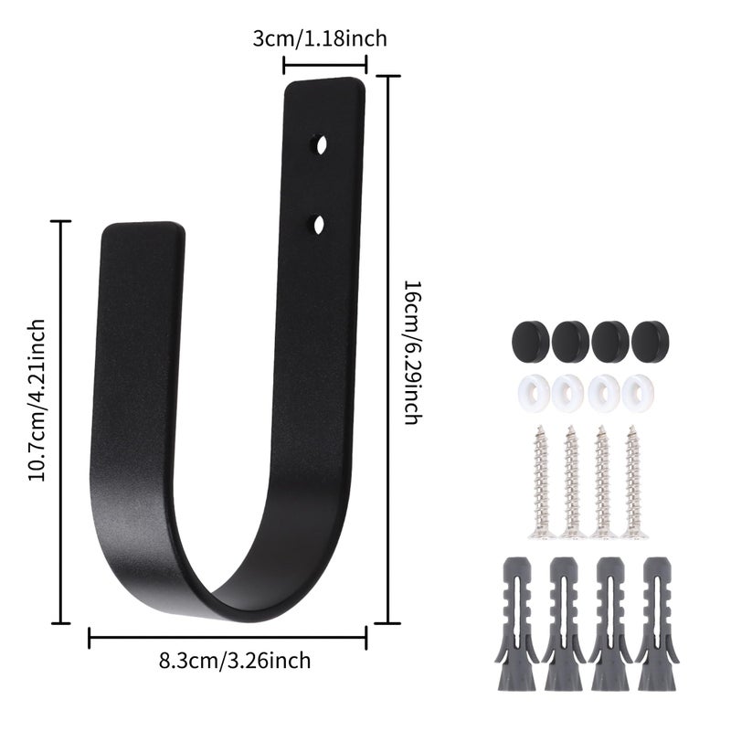 Groleca 2 Pack Modern Curtain Holdbacks - Solid Aluminum U Shaped Wall Mount Curtain Hooks - Tiebacks for Curtains (2, Black) - Image 4