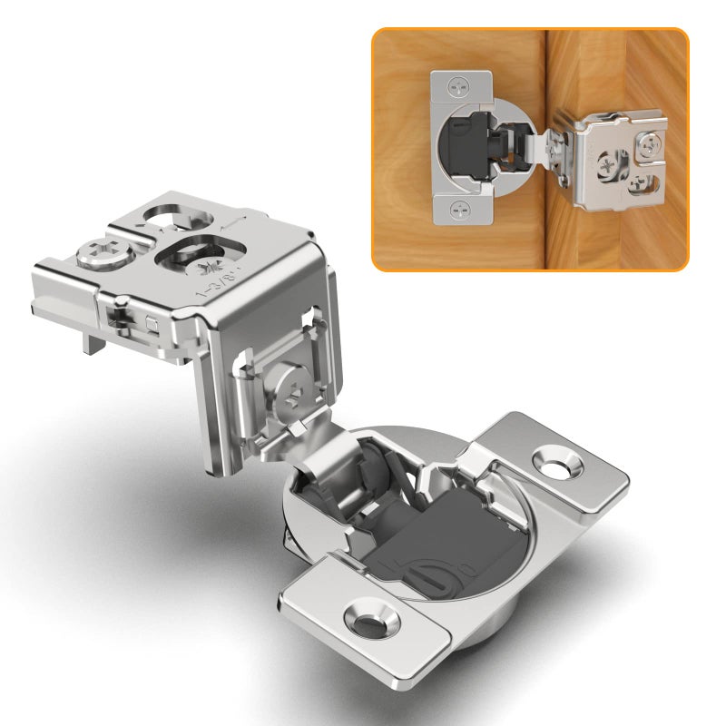 Chibery 10 Pack 138 Overlay 4D Soft Close Concealed Hinges for Face Frame Door Adjustable Closing Speed Smooth Slow Self Close Hinges Satin Nickel 105 Open Angle Stainless Steel Cabinet Hinges - Image 2