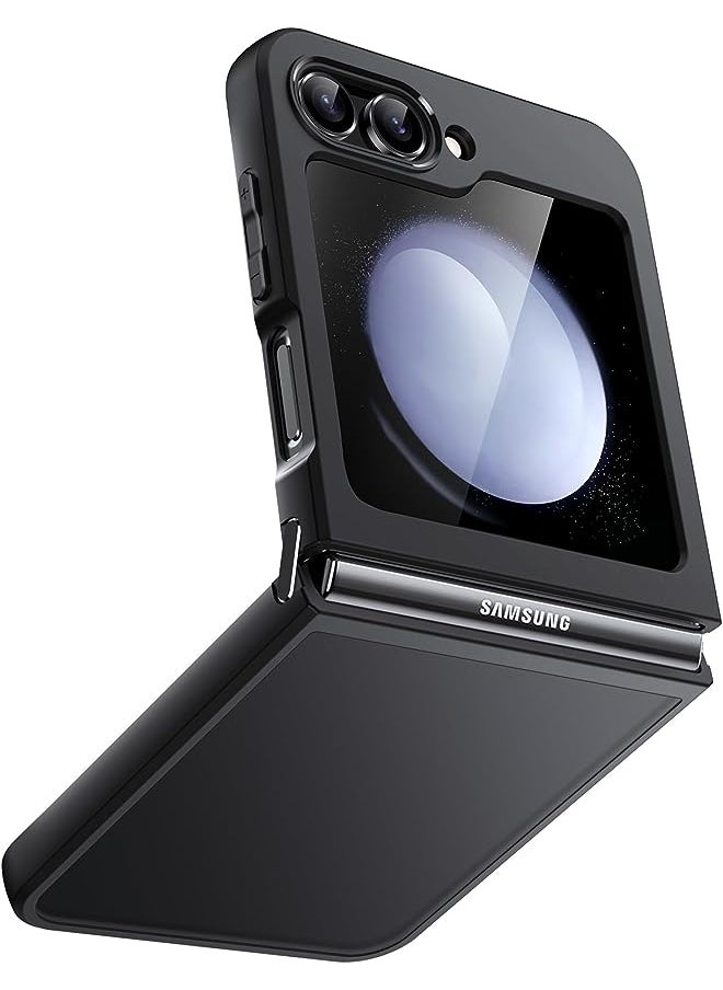 Jetech Matte Case for Samsung Galaxy Z Flip 5 2023, Translucent Frosted PC Back with Shock-Absorbing TPU Frame Protective Phone Cover (Black)  - Image 1