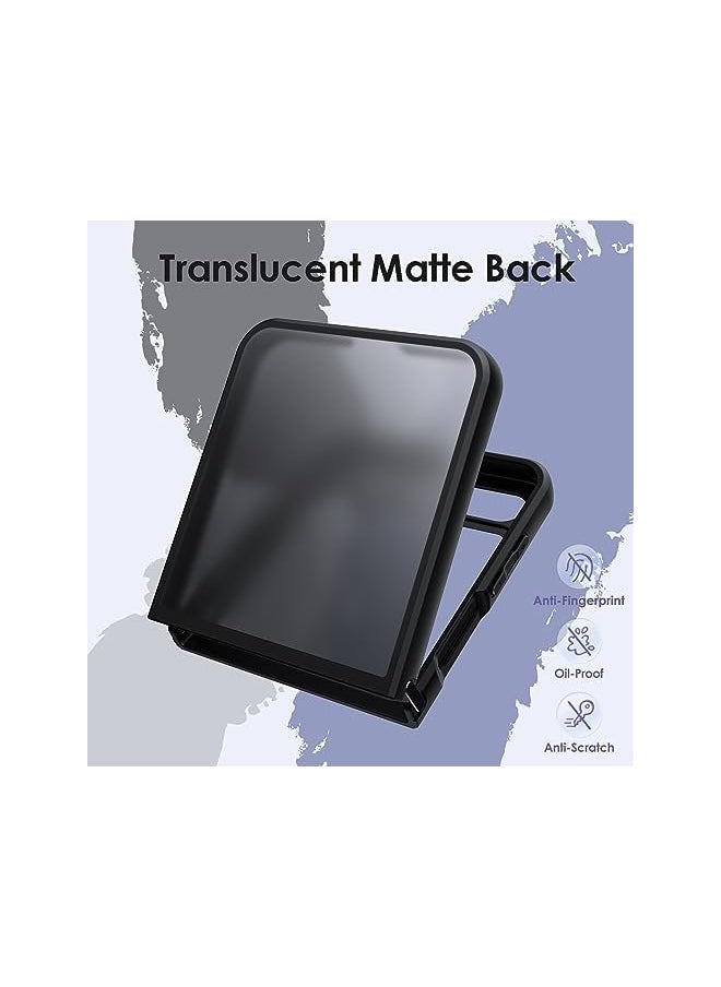 Jetech Matte Case for Samsung Galaxy Z Flip 5 2023, Translucent Frosted PC Back with Shock-Absorbing TPU Frame Protective Phone Cover (Black)  - Image 3