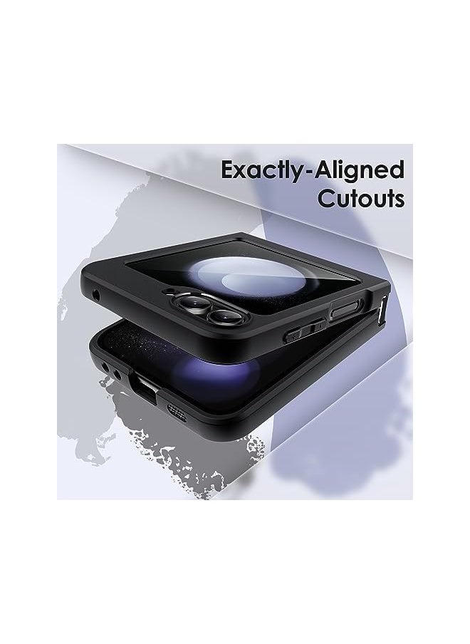 Jetech Matte Case for Samsung Galaxy Z Flip 5 2023, Translucent Frosted PC Back with Shock-Absorbing TPU Frame Protective Phone Cover (Black)  - Image 5