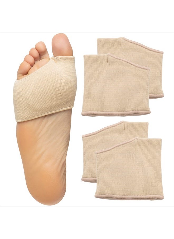 Zentoes - Metatarsal Pads for Men and Women - Ball of Foot Pain Relief Cushions for Sesamoiditis, Metatarsalgia, Morton's Neuroma - 2 Pairs Fabric Sleeves with Gel Inserts (Small, Beige) - Image 1