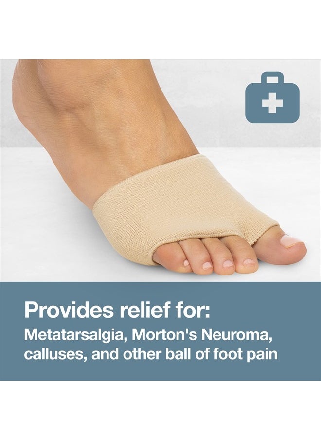 Zentoes - Metatarsal Pads for Men and Women - Ball of Foot Pain Relief Cushions for Sesamoiditis, Metatarsalgia, Morton's Neuroma - 2 Pairs Fabric Sleeves with Gel Inserts (Small, Beige) - Image 1