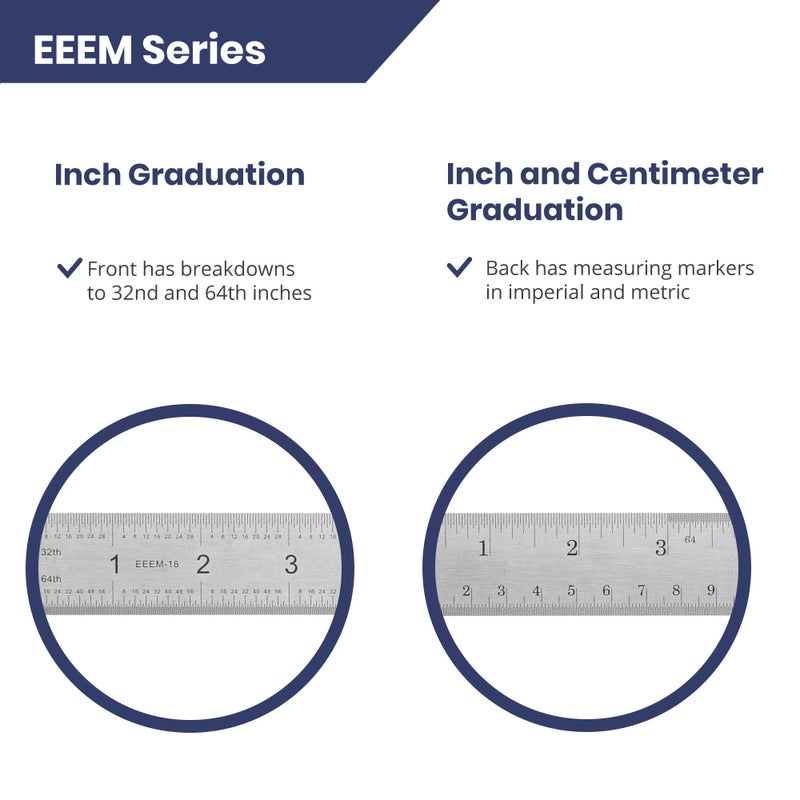 Pacific Arc Stainless Steel Ruler Inch and Metric, with 32nd and 64th Graduations, 24 Inches - Image 3