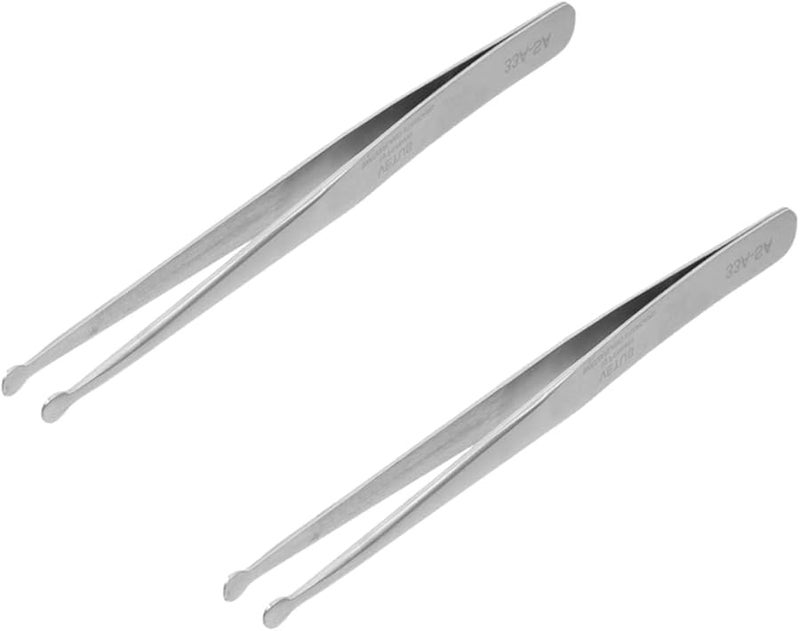 2pcs Static Stainless Steel Tweezers Non Magnetic For Electronics Crafting Jewelry Making - Image 1