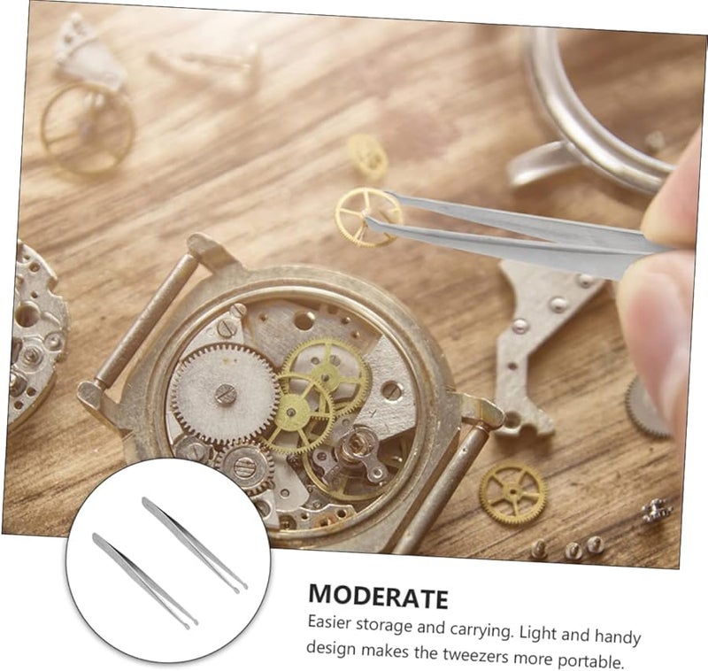 2pcs Static Stainless Steel Tweezers Non Magnetic For Electronics Crafting Jewelry Making - Image 5