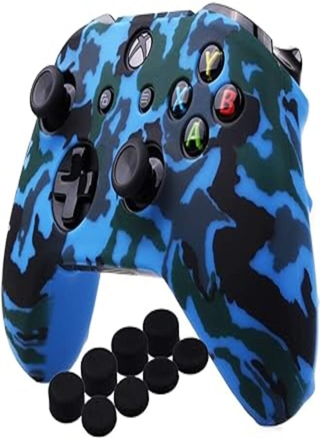 Generic - غطاء حماية ناعم من السيليكون للوحة التحكم من eWINNER متوافق مع ملحقات وحدة التحكم اللاسلكية Microsoft Xbox One/Xbox One S/Xbox One X (أزرق مموه) - Image 1