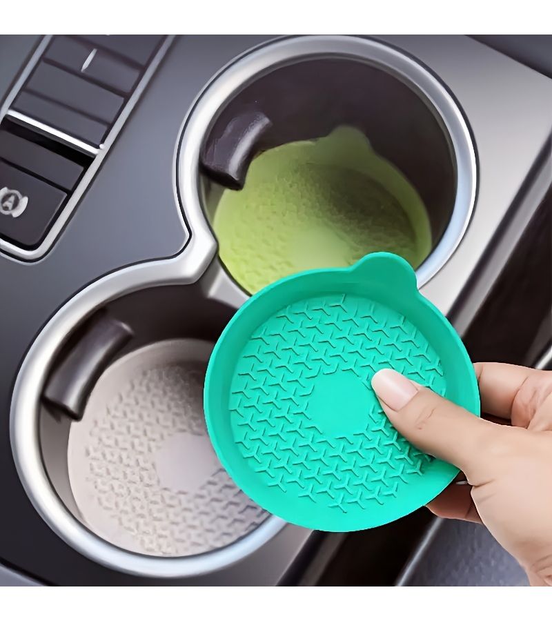 2pcs Pink Silicone Car Cup Mat Non Slip Heat Resistant Universal Vehicle Interior Accessory - Image 1