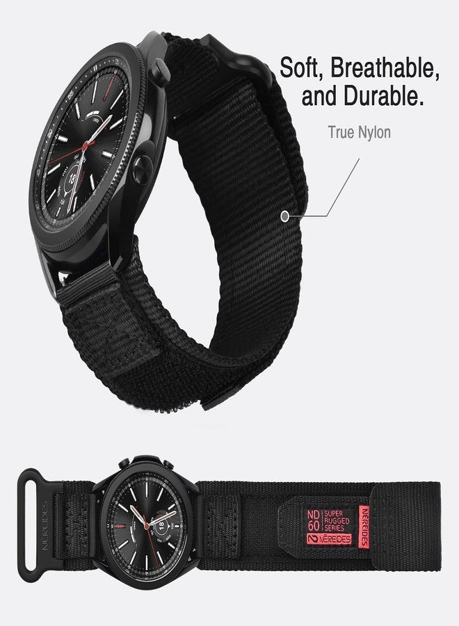 Nereides Band Compatible with Samsung Galaxy Watch 3 45mm/Galaxy Watch 46mm/Gear S3 Frontier/Classic, 22mm Nylon Sport Replacement Strap for Men Women (Black,L) - Image 4