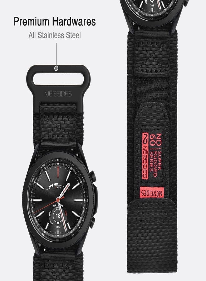 Nereides Band Compatible with Samsung Galaxy Watch 3 45mm/Galaxy Watch 46mm/Gear S3 Frontier/Classic, 22mm Nylon Sport Replacement Strap for Men Women (Black,L) - Image 5