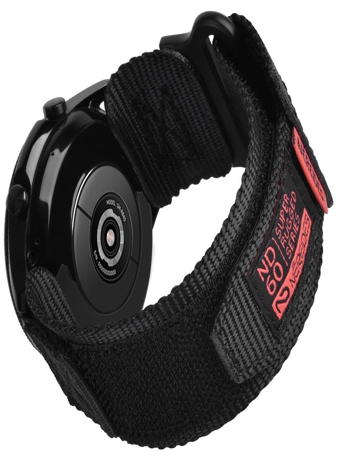 Nereides Band Compatible with Samsung Galaxy Watch 3 45mm/Galaxy Watch 46mm/Gear S3 Frontier/Classic, 22mm Nylon Sport Replacement Strap for Men Women (Black,L) - Image 1