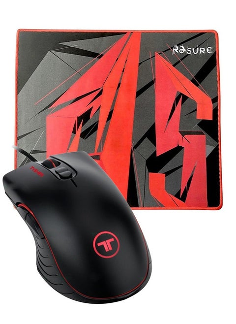 Saving Offers Bundle ( Tyshen Gaming Mouse - Rgb Lights With 7 Buttons 3200DPI , MSG-M27 and RASURE GAMING MOUSE PAD - Size [30 * 30 cm] - Works With All Gaming Mouse - Stitched Edges - Rubber Base)