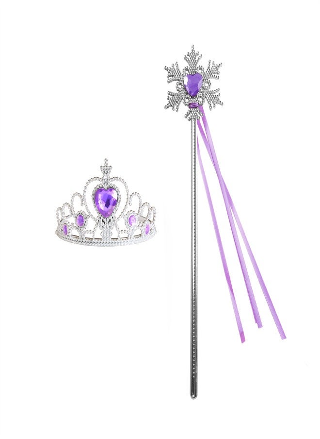 Loquat - hildren's Peach Heart with Diamond MagicCrown Set Princess Jewelry C Stick Purple - Image 1