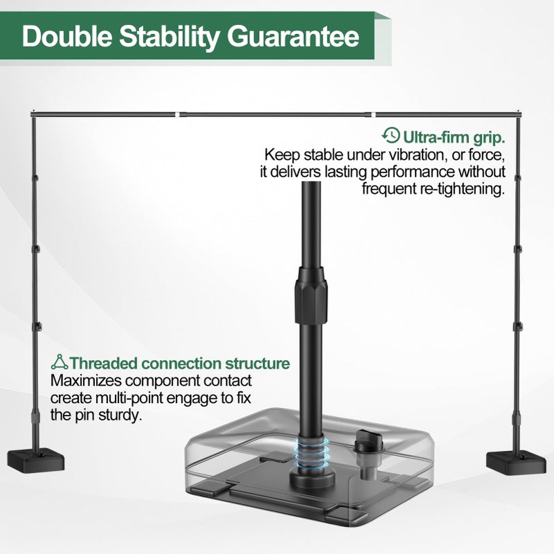 EMART Backdrop Stand with Heavy Duty Water Tank Base 8.5x10ft Adjustable Metal Photo Backdrop Stand Kit Pipe and Drape Background Frame for Birthday Party, Wedding Decorations, Studio Photography - Image 4