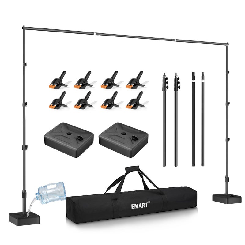 EMART Backdrop Stand with Heavy Duty Water Tank Base 8.5x10ft Adjustable Metal Photo Backdrop Stand Kit Pipe and Drape Background Frame for Birthday Party, Wedding Decorations, Studio Photography - Image 1