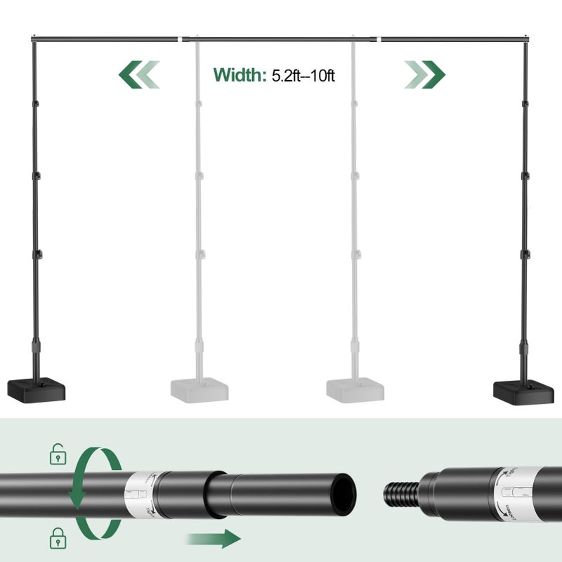 EMART Backdrop Stand with Heavy Duty Water Tank Base 8.5x10ft Adjustable Metal Photo Backdrop Stand Kit Pipe and Drape Background Frame for Birthday Party, Wedding Decorations, Studio Photography - Image 5