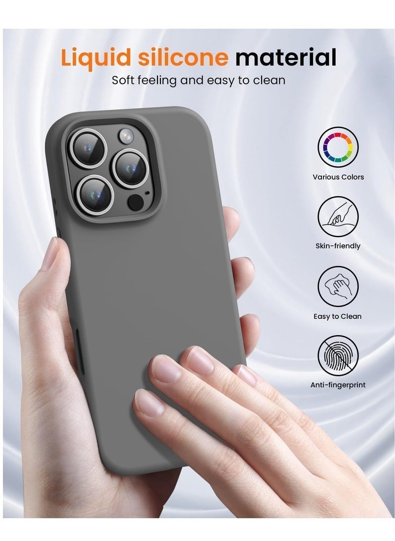 جديد "جراب سيليكون سائل ناعم جديد لهاتف iPhone 16 Pro Max – حماية كاملة للجسم مقاومة للصدمات، تشطيب مطفي وبطانة من الألياف الدقيقة الناعمة (رمادي داكن)"