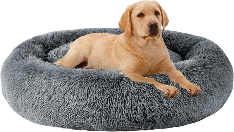 MFox Calming Dog Bed (L/XL/XXL/XXXL) for Medium and Large Dogs Comfortable Pet Bed Faux Fur Donut Cuddler Up to 25/35/55/100lbs - Image 1