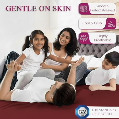 Trance Cotton Feel Terry Ultra Soft Waterproof Mattress Protector | Breathable - Hypoallergenic Mattresses Cover (84x78 inch | 7x6.5 feet, Maroon - Pack of 1) - Image 5
