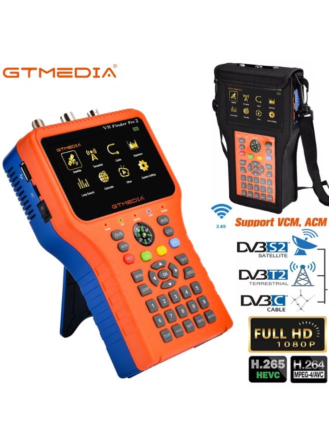 جي تي ميديا جهاز قياس إشارة الأقمار الصناعية المُحسّن، جهاز استقبال إشارة DVB-S2X/S2/S/T2/T/C، MPEG لضبط طبق القمر الصناعي - Image 1