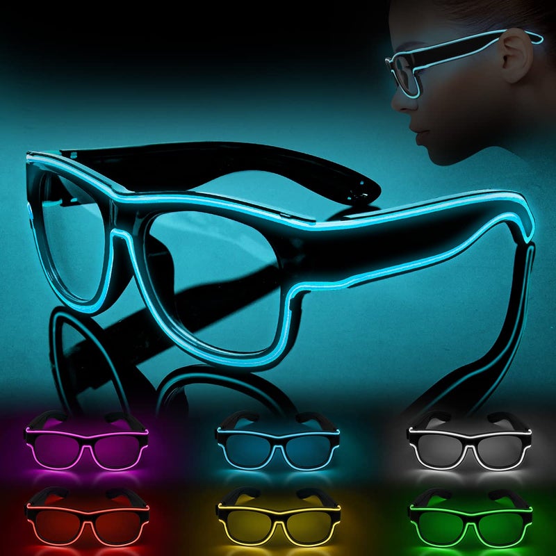 Ainiv Luminous Glasses, [UPGRADE]Wireless Light Up Glasses, Party Glasses El Wire Neon Rave Glasses Costumes for Parties, EDM, Christmas (Ice Blue) - Image 1