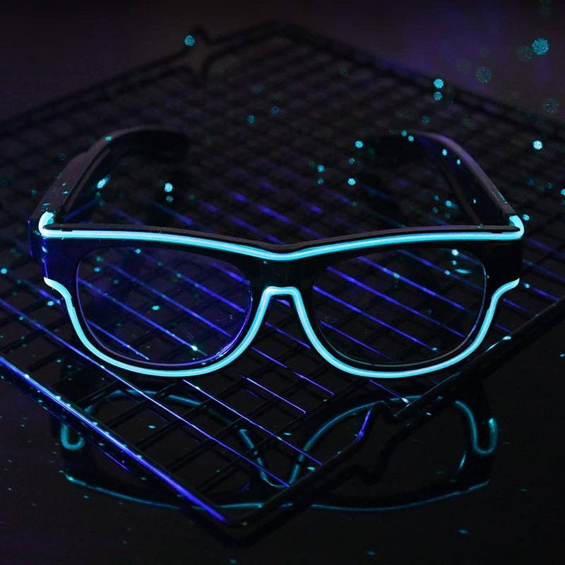Ainiv Luminous Glasses, [UPGRADE]Wireless Light Up Glasses, Party Glasses El Wire Neon Rave Glasses Costumes for Parties, EDM, Christmas (Ice Blue) - Image 2
