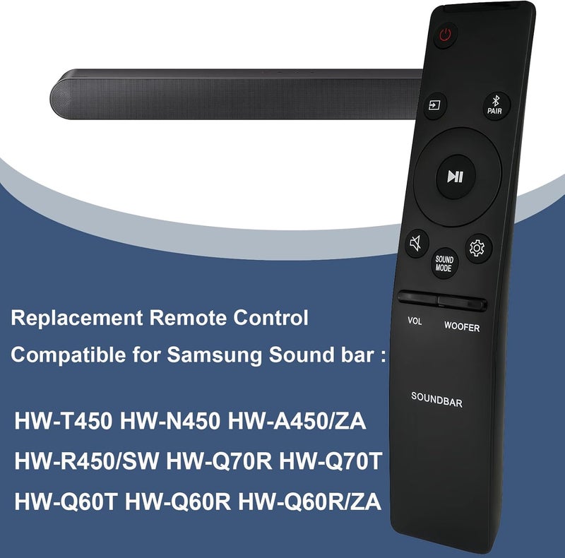 Replacement Remote Control for Samsung Sound bar HW-T450 HW-N450 HW-A450/ZA HW-R450/SW HW-Q70R HW-Q70T HW-Q60T HW-Q60R HW-Q60R/ZA - Image 2