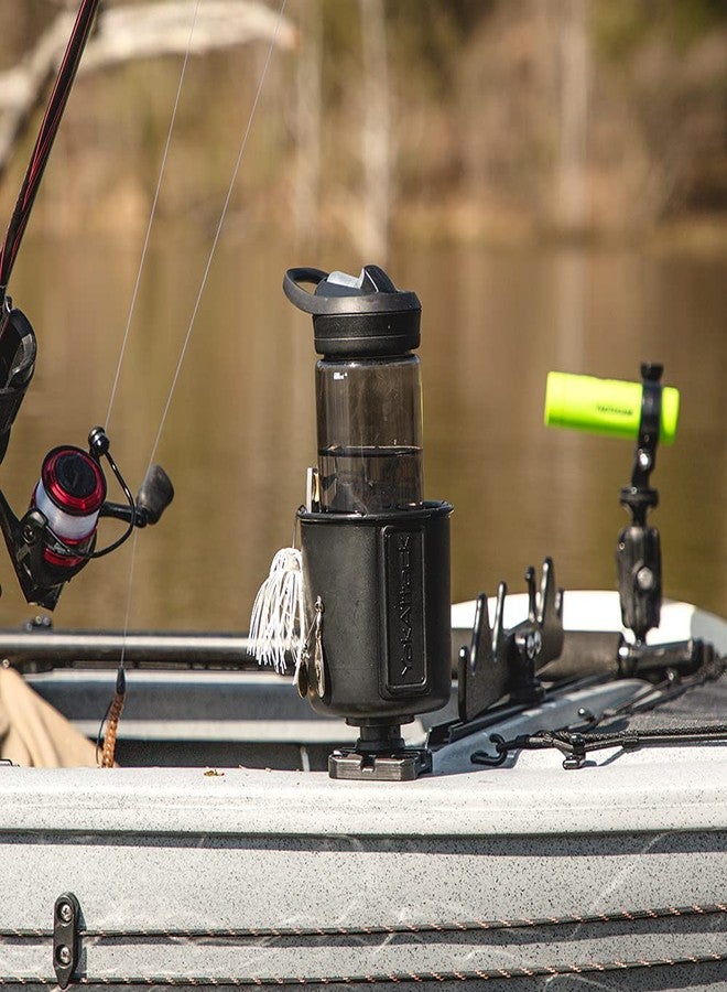 YakAttack Black MultiMount Cup Holder | Track Mount Drink Holder for Kayaks & Boats | Compatible with GearTrac & MightyMount | Secure & Versatile | Made in The USA - Image 5