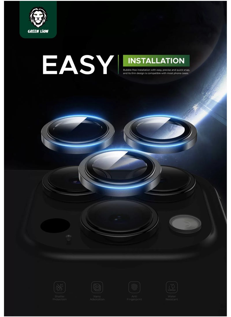 GREEN LION - iPhone 15 Pro/15 Pro Max HD Plus Camera Lens / Anti Fingerprint / Anti Scratch / Anti-Glare Coating / Water Resistant / High Transparency / Full Converge / Maximum Protection - Black - Image 1