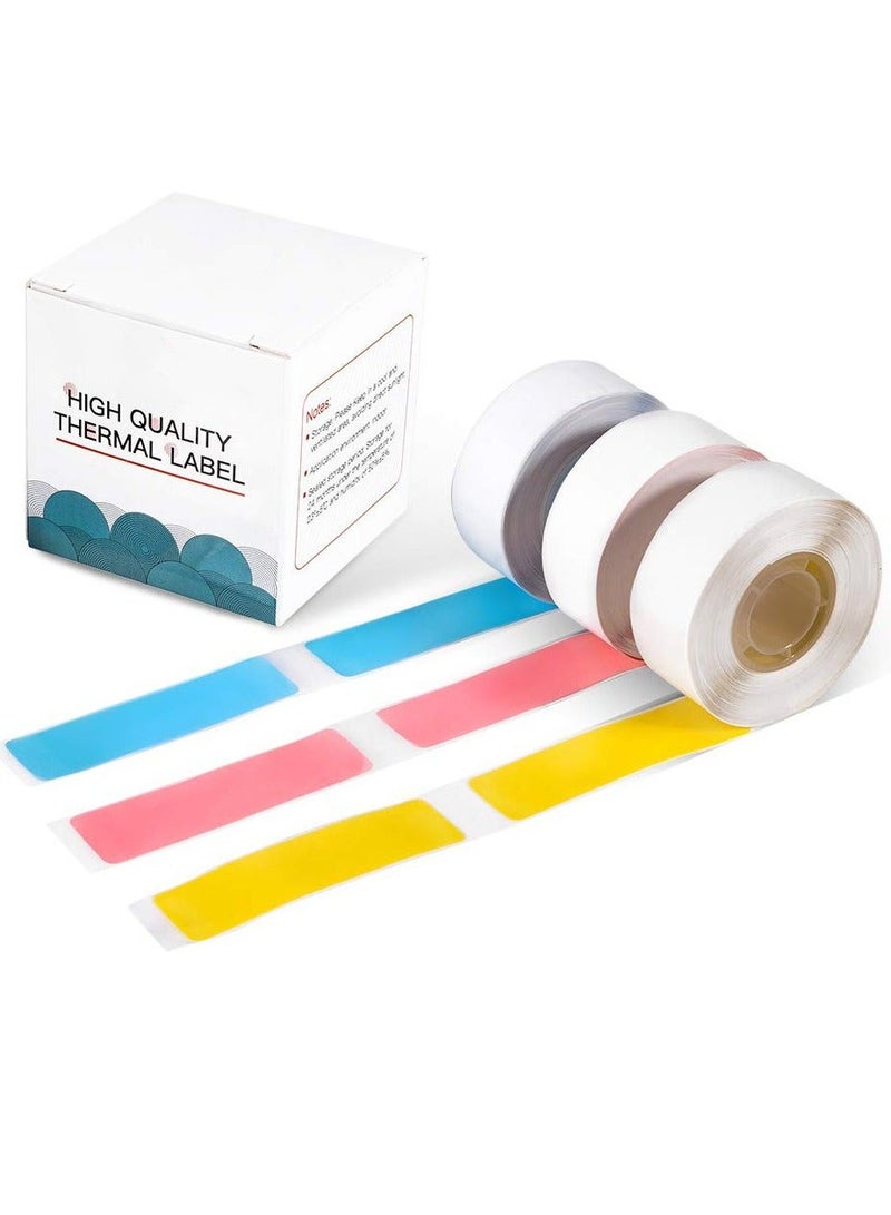 Captaintech Compatible with Phomemo D30 Thermal Label, Self-Adhesive Label,1/2"*1 7/8" (14mm * 50mm), Compatible with PhomemoD30 Label Printer, 130 Labels/roll, 3 Roll， (Blue, Pink, Yellow) - Image 1