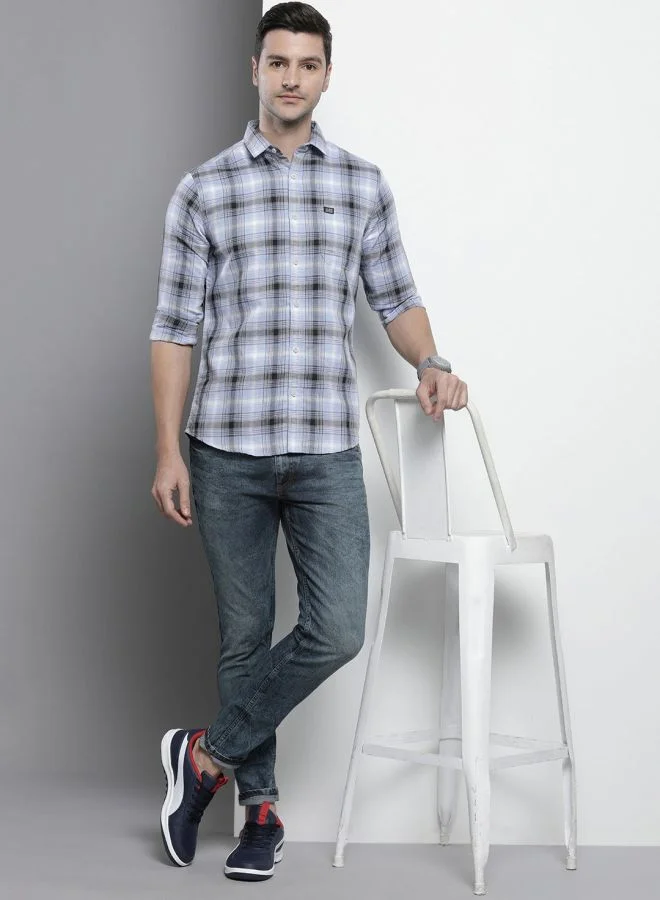 ذا انديان كراج كو Men Regular Fit Checkered Full Sleeves Spread Collar Casual Shirt