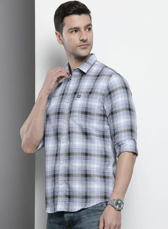 ذا انديان كراج كو Men Regular Fit Checkered Full Sleeves Spread Collar Casual Shirt