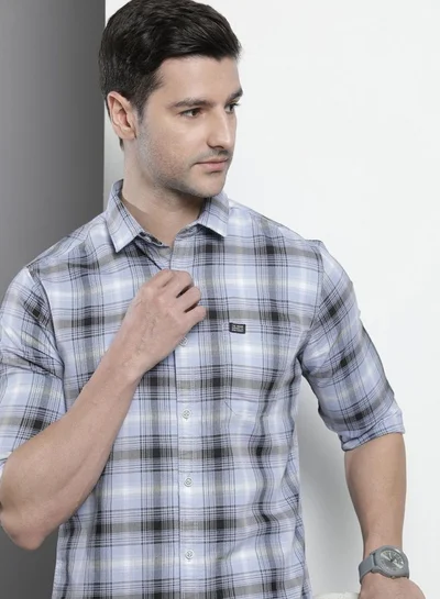 The Indian Garage Co Men Regular Fit Checkered Full Sleeves Spread Collar Casual Shirt