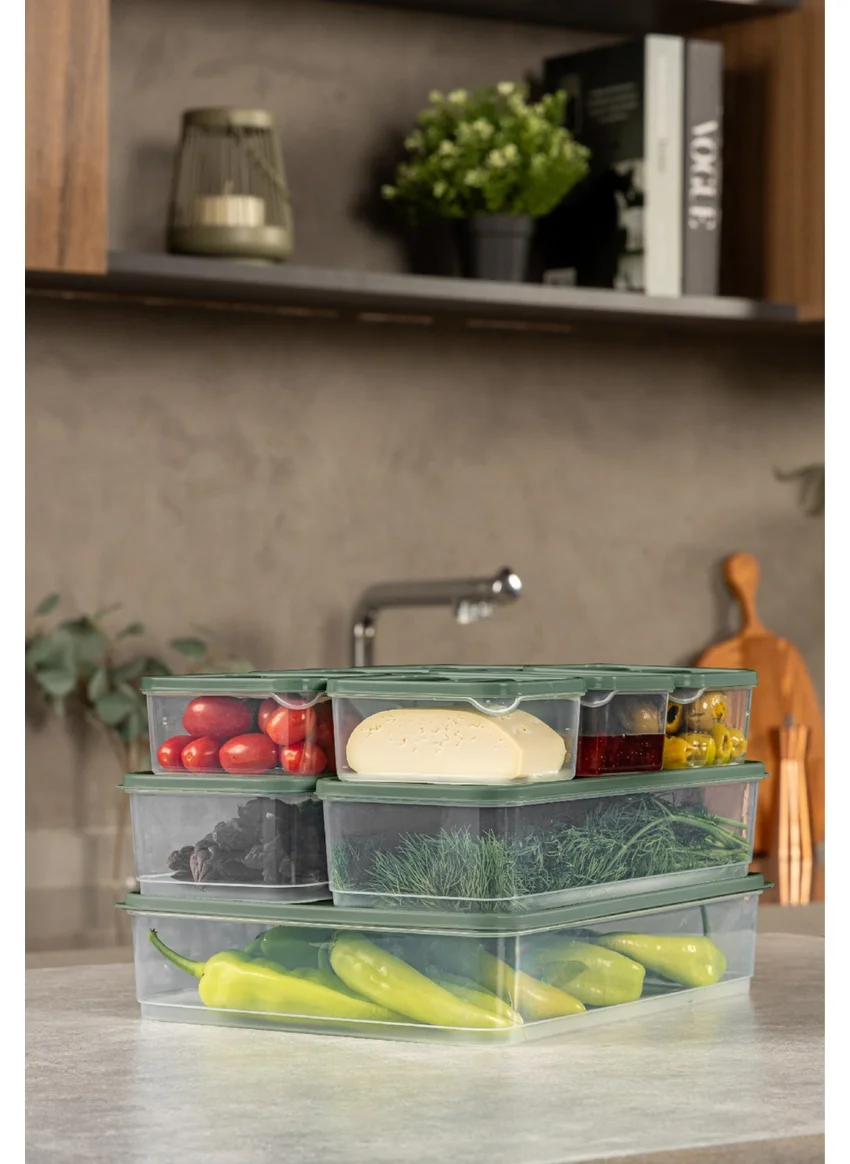 فينيف 9-Piece Fridge Freezer Organizer Microwave and Freezer Suitable Storage Container Green