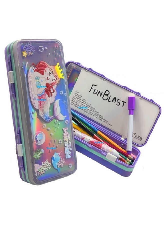 FunBlast Plastic Pencil Box For Kids Mermaid Themed Luxury Pencil Case For Boys And Girls, Stationary Pencil Organizer Set For Girls/Birthday Gift/Return Gift - Multicolor - Image 1