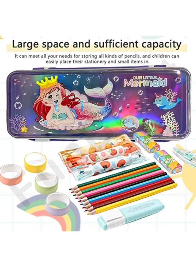FunBlast Plastic Pencil Box For Kids Mermaid Themed Luxury Pencil Case For Boys And Girls, Stationary Pencil Organizer Set For Girls/Birthday Gift/Return Gift - Multicolor - Image 2