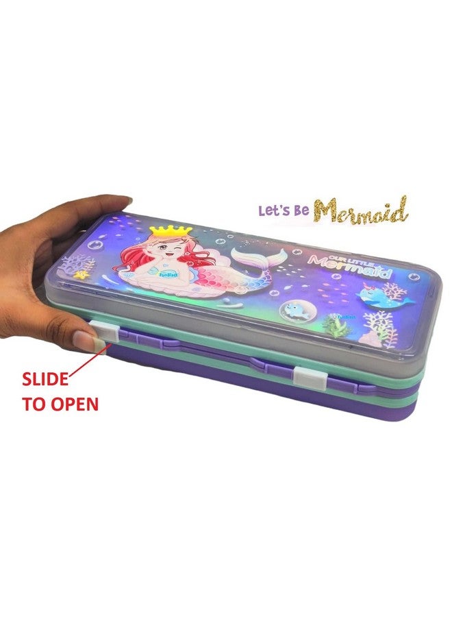 FunBlast Plastic Pencil Box For Kids Mermaid Themed Luxury Pencil Case For Boys And Girls, Stationary Pencil Organizer Set For Girls/Birthday Gift/Return Gift - Multicolor - Image 5