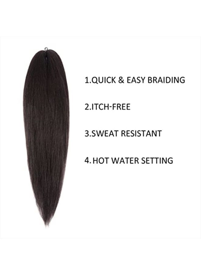 Difunee Pre-stretched Braiding Hair - 16 Inch 8 Packs Medium Long Braiding Hair Yaki Texture Soft Crochet Braids, Natrual Black Brown Hot Water Setting Twist Synthetic Braiding Hair Extensions（16 Inch - Image 2